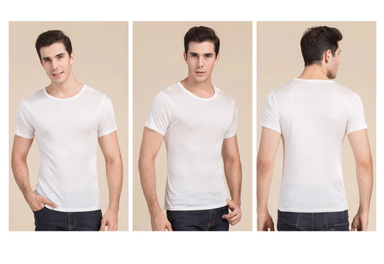 SuyaDream Mens T shirt knitted Natural Silk Solid O neck Short Sleeved Solid Tee Beige White Navy 2025 New Spring Summer Top