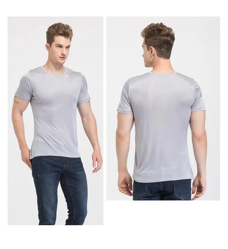 SuyaDream Mens T shirt knitted Natural Silk Solid O neck Short Sleeved Solid Tee Beige White Navy 2025 New Spring Summer Top