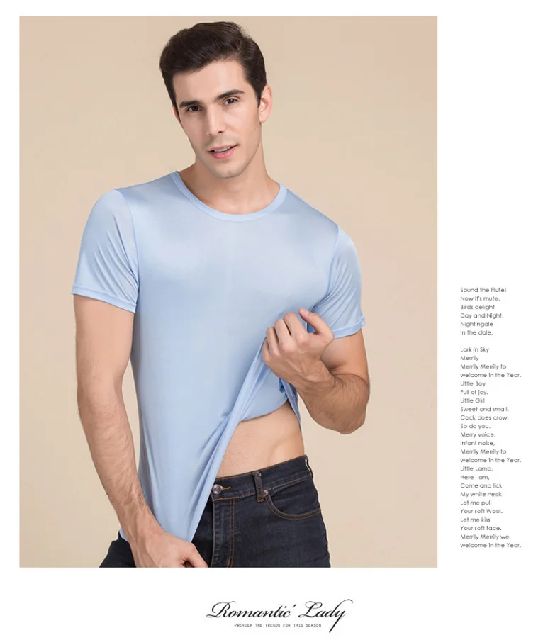 SuyaDream Mens T shirt knitted Natural Silk Solid O neck Short Sleeved Solid Tee Beige White Navy 2025 New Spring Summer Top