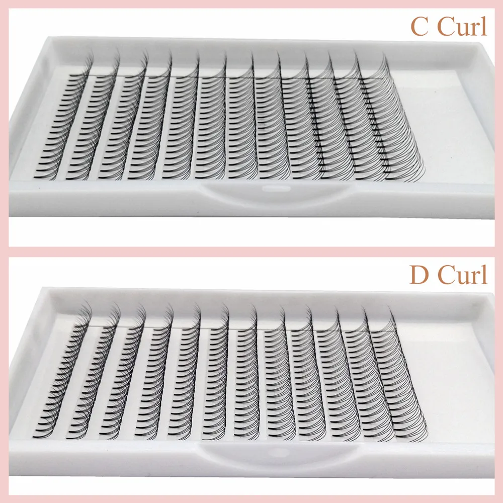 10 Pcs/lot 3D 4D 5D 6D Pre-made Fans Lashes Pointy Stem Eyelash Extensions High Quality Premade Faned C D Curl Lash Trays
