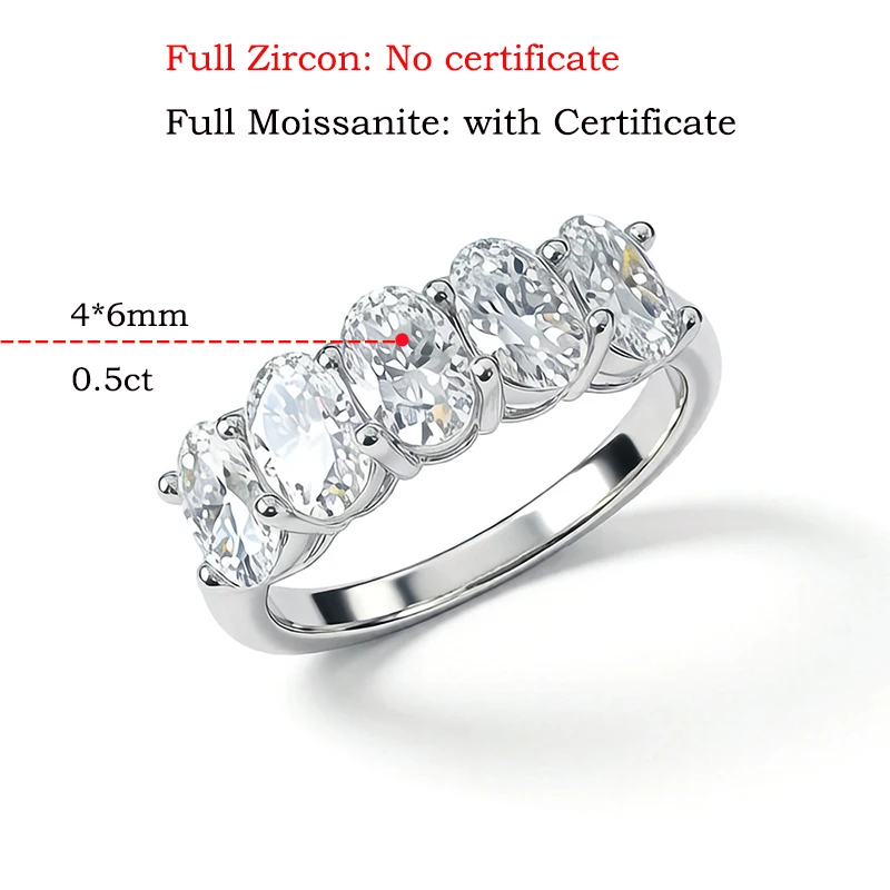 Smyoue 4*6mm Pear Cut 5 Stones Moissanite Rings for Women Luxury Dating Wedding Band Promise Real S925 Sterling Silver Jewelry