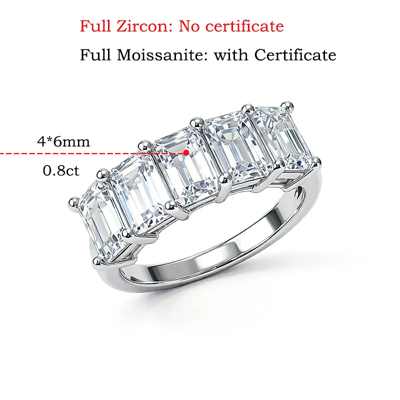 Smyoue 4*6mm Pear Cut 5 Stones Moissanite Rings for Women Luxury Dating Wedding Band Promise Real S925 Sterling Silver Jewelry