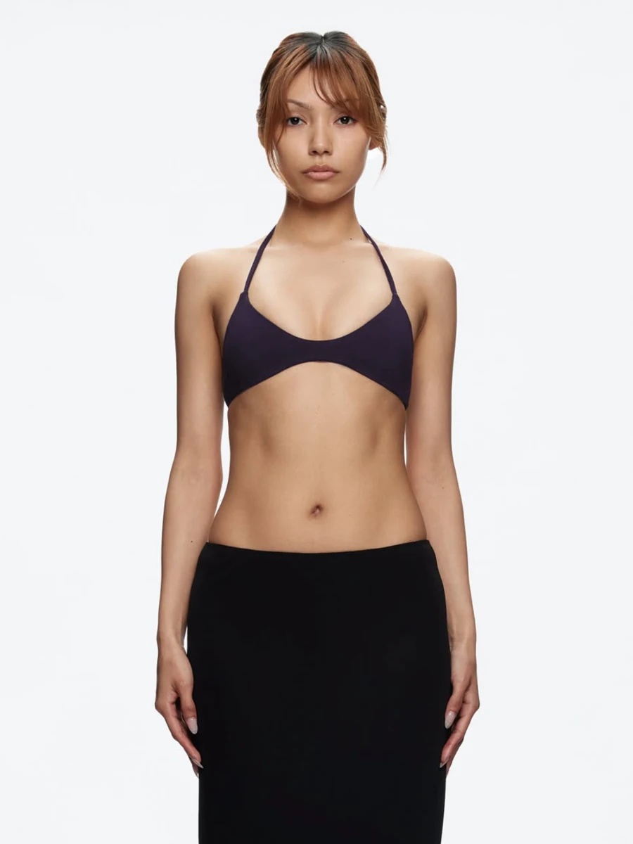 Tank Halter Neck Triangle Cup Camisole, Backless Slim Fit Stretchy Inner and Outer Wear Short Top, Halter Bikini Style Camisole, High Elasticity Slim Fit Flattering Versatile Hot Girl Style Outerwear Camisole