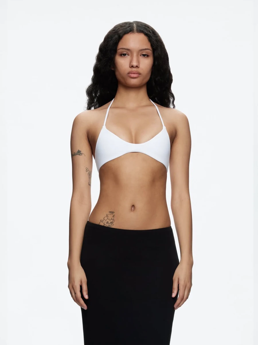 Tank Halter Neck Triangle Cup Camisole, Backless Slim Fit Stretchy Inner and Outer Wear Short Top, Halter Bikini Style Camisole, High Elasticity Slim Fit Flattering Versatile Hot Girl Style Outerwear Camisole