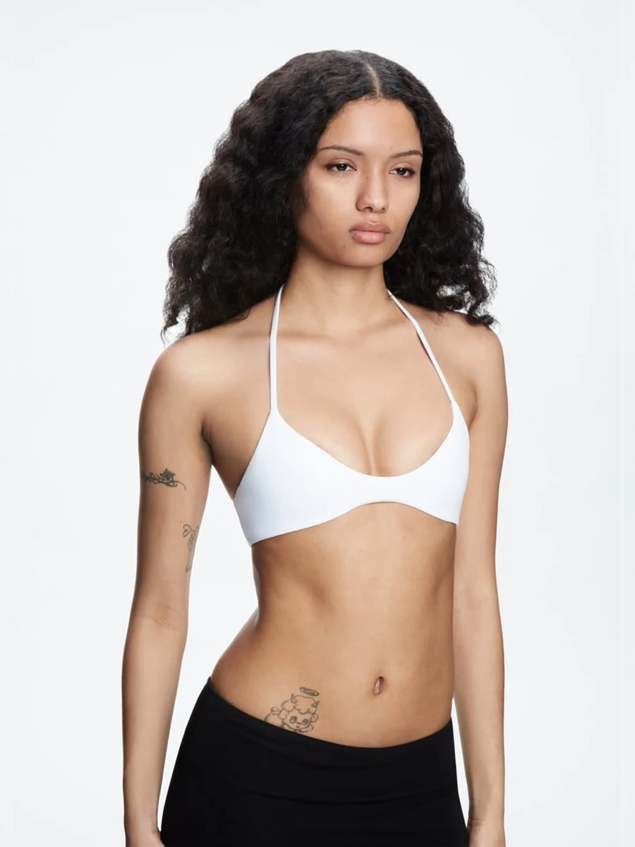 Tank Halter Neck Triangle Cup Camisole, Backless Slim Fit Stretchy Inner and Outer Wear Short Top, Halter Bikini Style Camisole, High Elasticity Slim Fit Flattering Versatile Hot Girl Style Outerwear Camisole