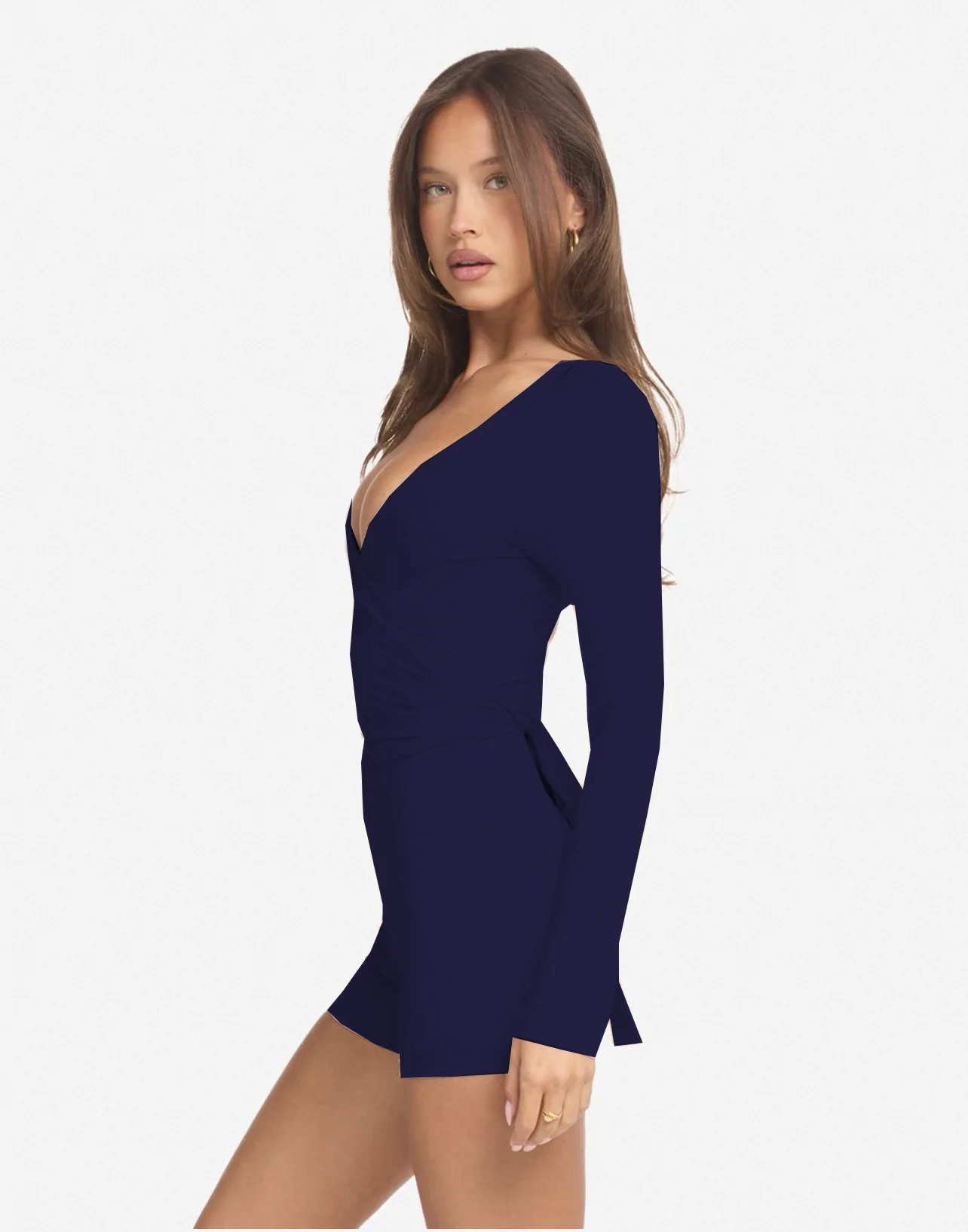 C-B Women Cross Wrap Long Sleeve Yoga Top Deep V Back Tie Crop Shirts Thumb Hole Slim Pilates Workout Cover Sport Blouses
