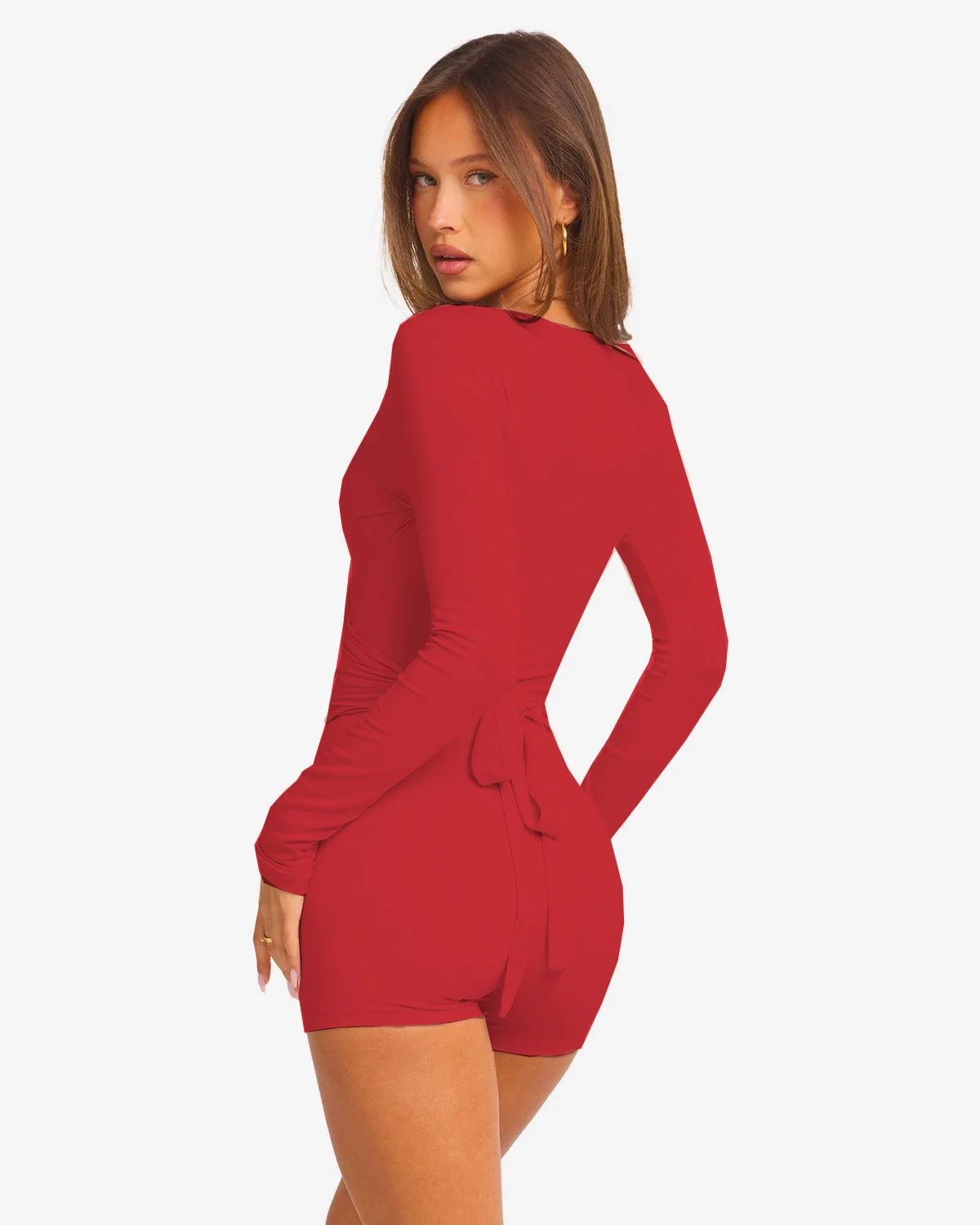 C-B Women Cross Wrap Long Sleeve Yoga Top Deep V Back Tie Crop Shirts Thumb Hole Slim Pilates Workout Cover Sport Blouses