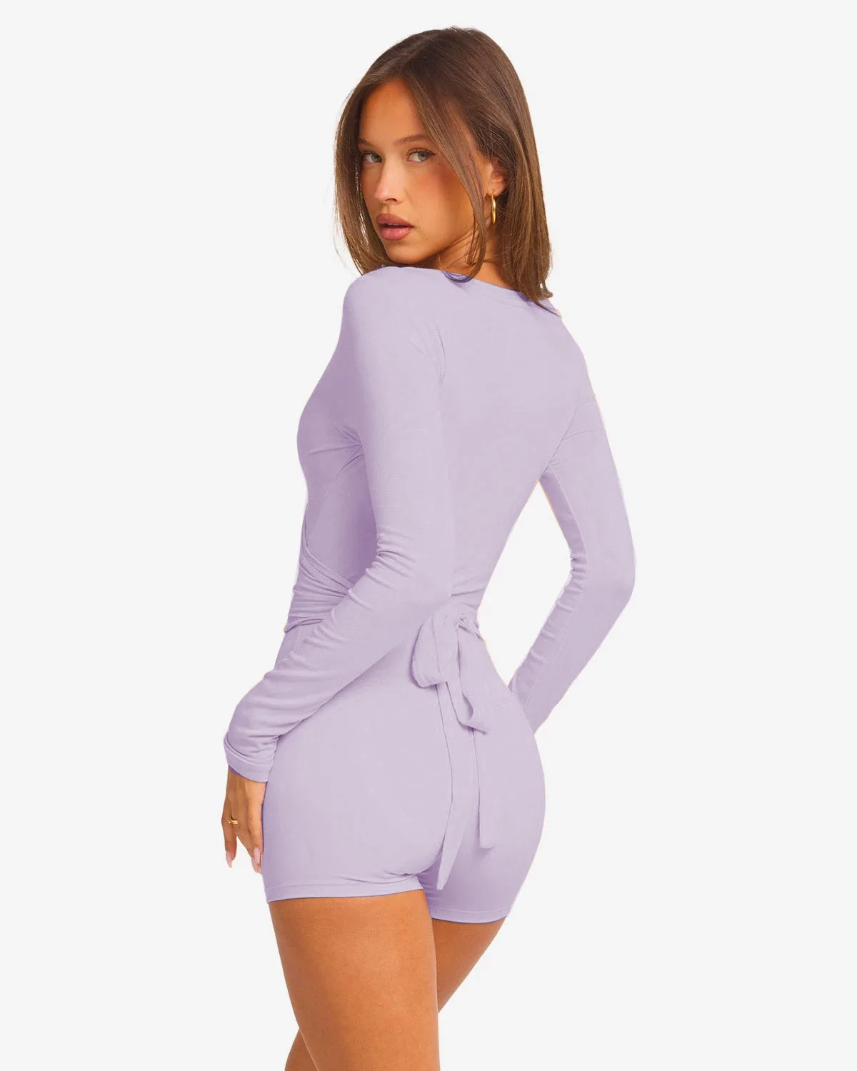C-B Women Cross Wrap Long Sleeve Yoga Top Deep V Back Tie Crop Shirts Thumb Hole Slim Pilates Workout Cover Sport Blouses