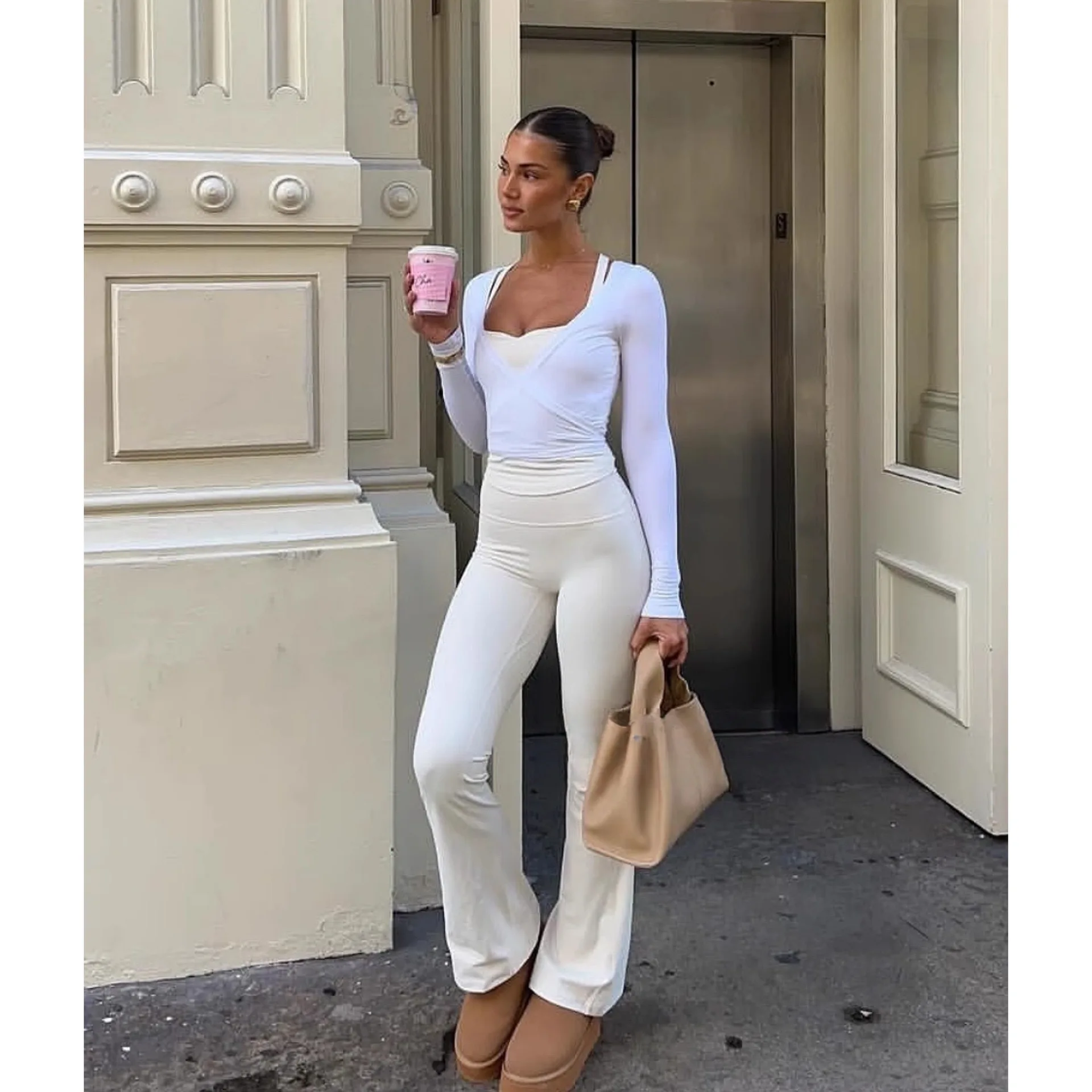 C-B Women Cross Wrap Long Sleeve Yoga Top Deep V Back Tie Crop Shirts Thumb Hole Slim Pilates Workout Cover Sport Blouses