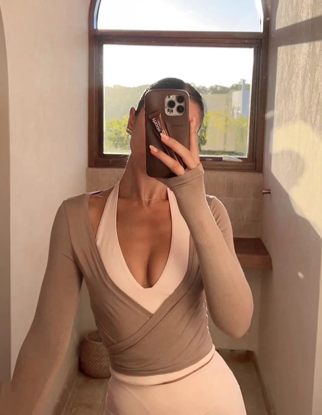 C-B Women Cross Wrap Long Sleeve Yoga Top Deep V Back Tie Crop Shirts Thumb Hole Slim Pilates Workout Cover Sport Blouses
