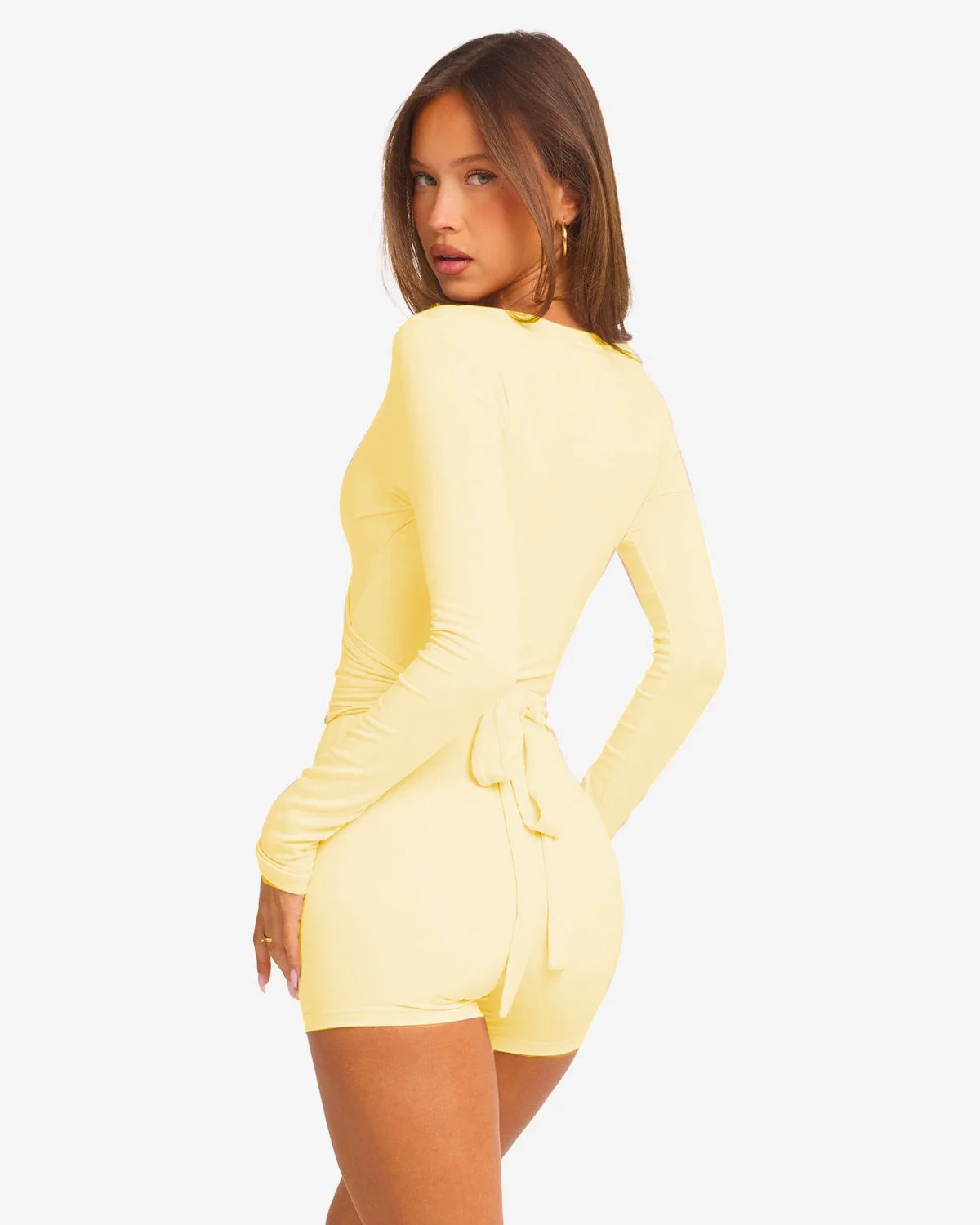 C-B Women Cross Wrap Long Sleeve Yoga Top Deep V Back Tie Crop Shirts Thumb Hole Slim Pilates Workout Cover Sport Blouses