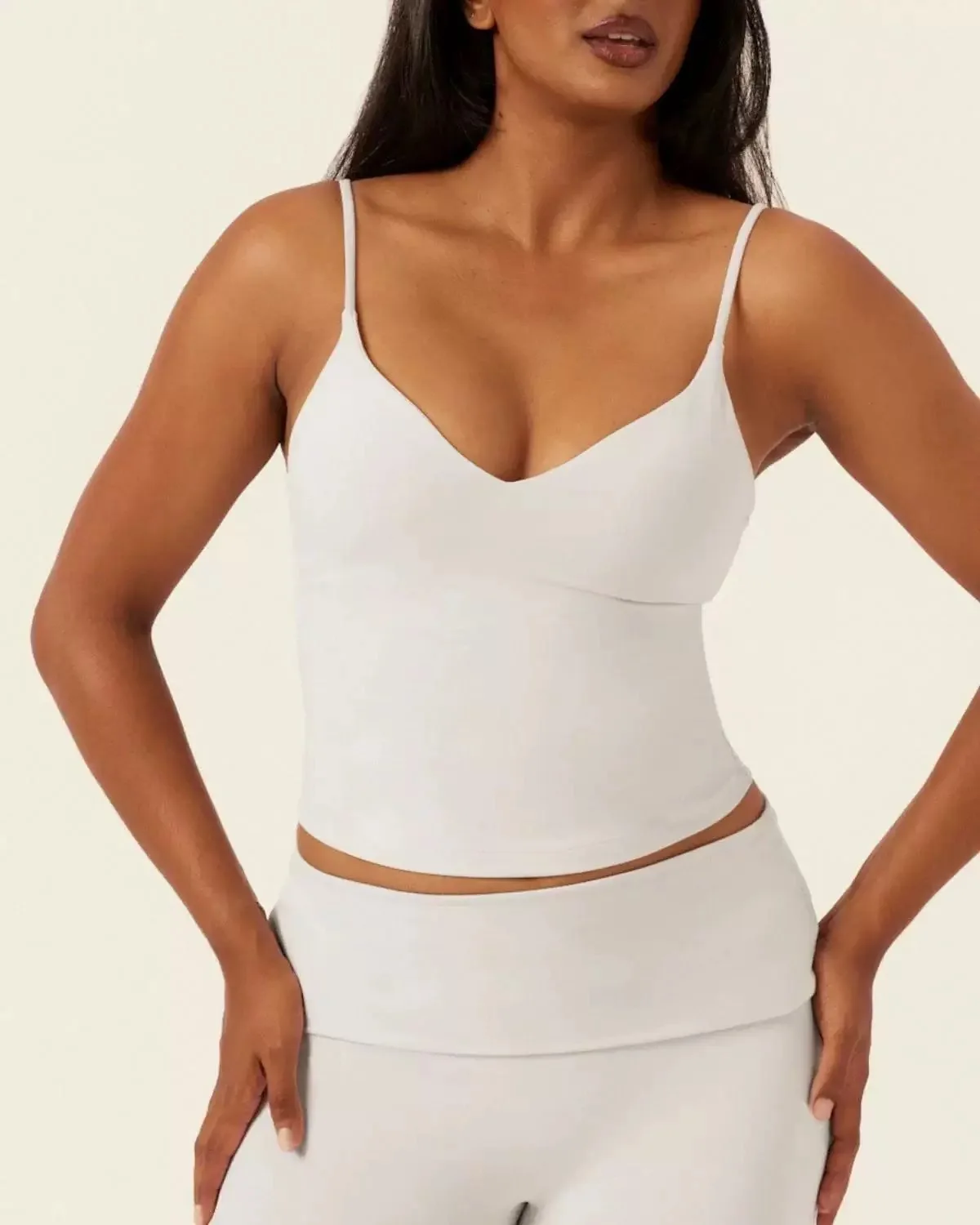C-B V-Neck Halter Yoga Vest with Folded Waist, Nude-Feel Shorts & Leggings, Perfect for Gym Workouts, Women's Sportswear Set