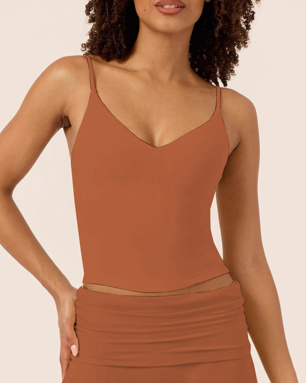 C-B V-Neck Halter Yoga Vest with Folded Waist, Nude-Feel Shorts & Leggings, Perfect for Gym Workouts, Women's Sportswear Set