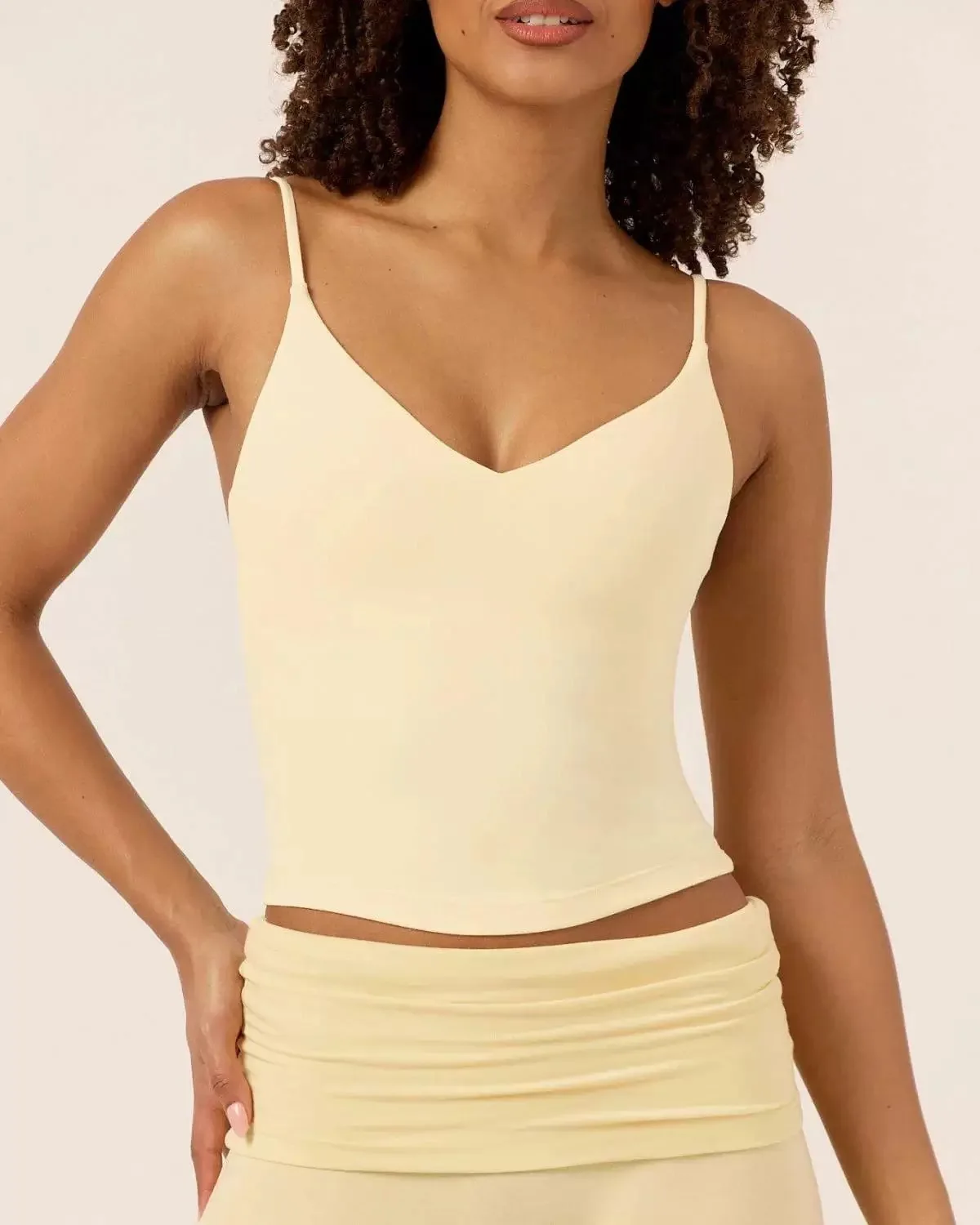 C-B V-Neck Halter Yoga Vest with Folded Waist, Nude-Feel Shorts & Leggings, Perfect for Gym Workouts, Women's Sportswear Set