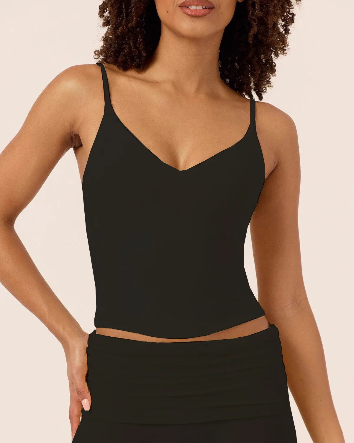 C-B V-Neck Halter Yoga Vest with Folded Waist, Nude-Feel Shorts & Leggings, Perfect for Gym Workouts, Women's Sportswear Set