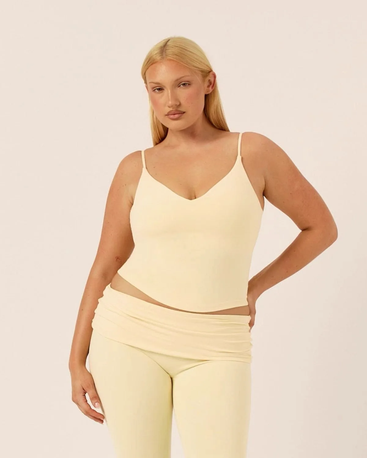 C-B V-Neck Halter Yoga Vest with Folded Waist, Nude-Feel Shorts & Leggings, Perfect for Gym Workouts, Women's Sportswear Set