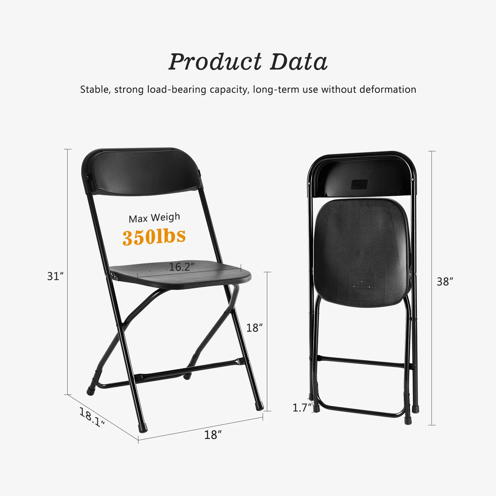 JHK Plastic Folding Chair 4/6 Pack 330LB Load Capacity Living Room Dinner Chairs Lightweight Portable Indoor/Outdoor Home Office