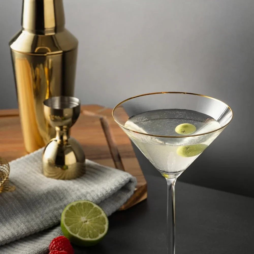 Elegant Martini Glass with Gold Rim Ideal Home Bar High Quality Glass Stylish Durable Splash Resistant Perfect Cocktails Cheers