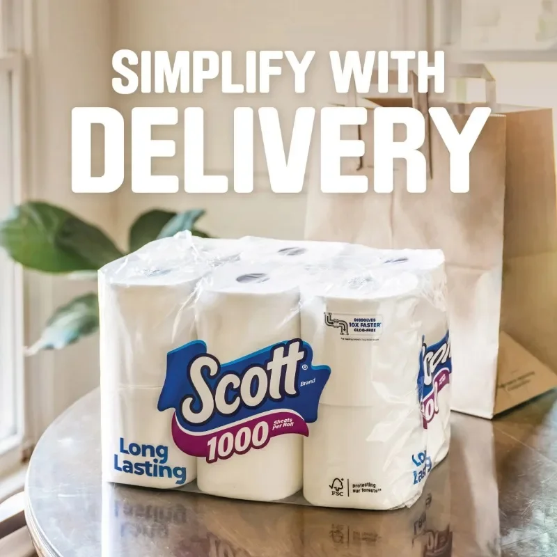 Scott 1000 Series Toilet Paper - 36 Rolls of 1000 Sheets per Roll - Soft & Durable Household Bathroom Tissue