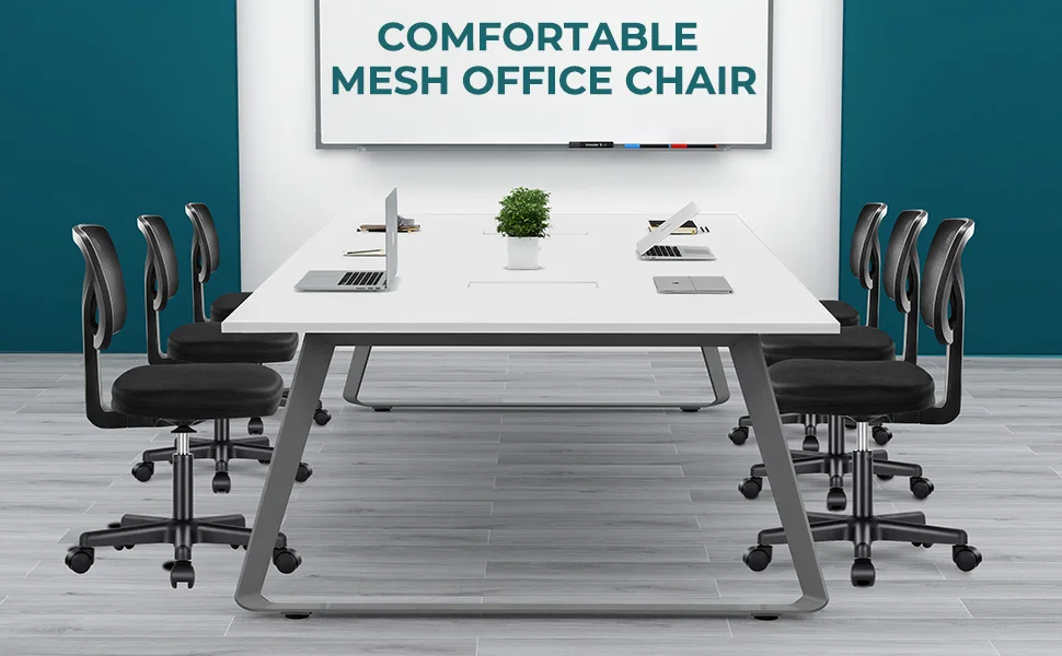 JHK Mesh with Lumbar Support Armless Office Chair Low Back with Wheels Adjustable Height 360° Rolling Swivel Computer Chair