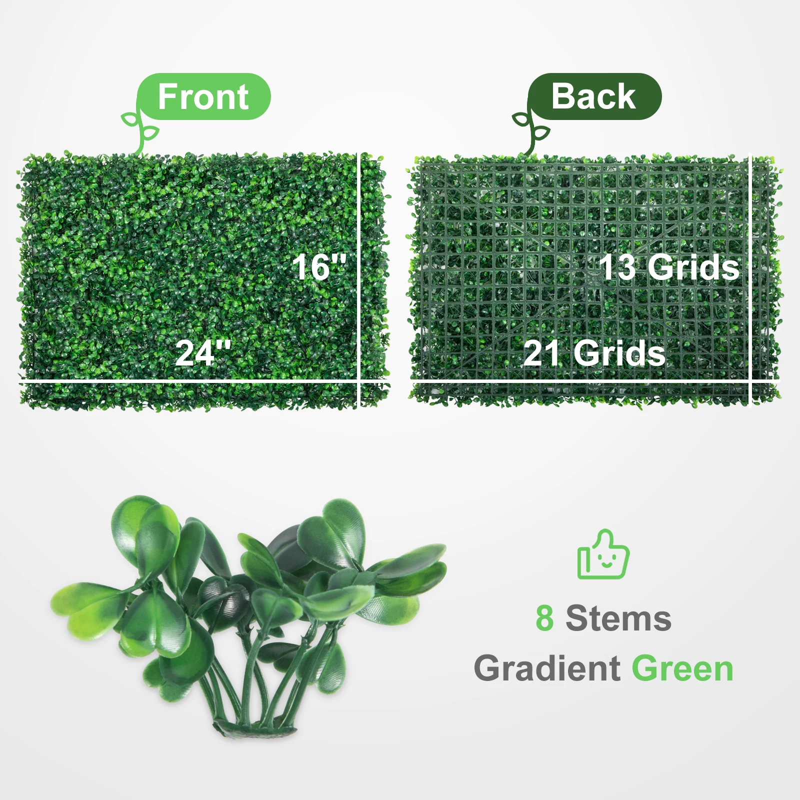 SucceBuy Artificial Boxwood Panel 24pcs 20x20/24x16 in Boxwood Hedge Wall Panels Artificial Grass Backdrop Wall Green Grass