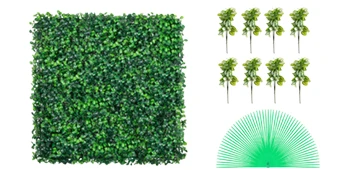 SucceBuy Artificial Boxwood Panel 24pcs 20x20/24x16 in Boxwood Hedge Wall Panels Artificial Grass Backdrop Wall Green Grass