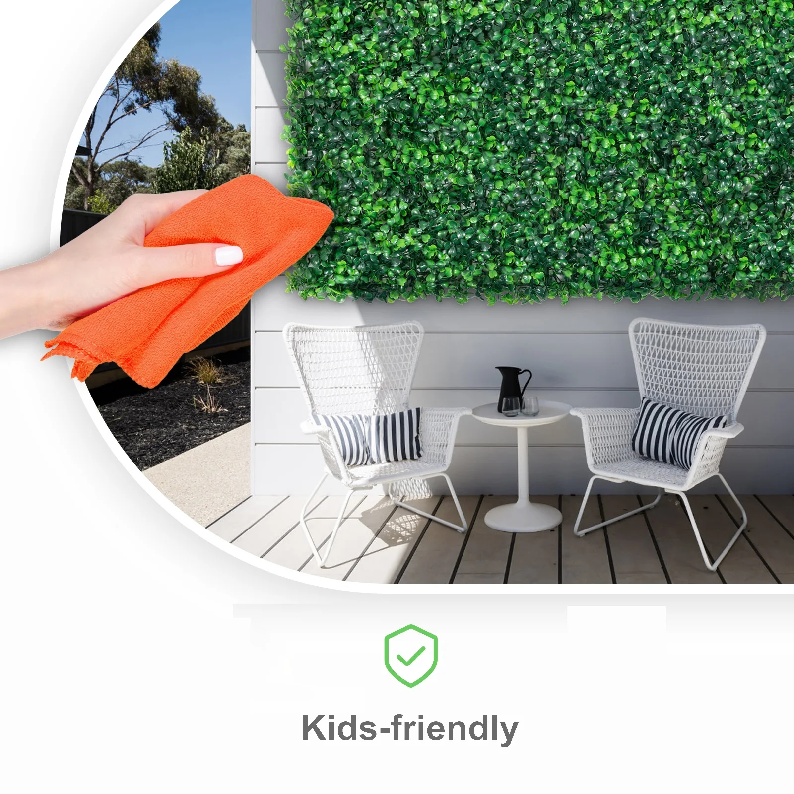 SucceBuy Artificial Boxwood Panel 24pcs 20x20/24x16 in Boxwood Hedge Wall Panels Artificial Grass Backdrop Wall Green Grass