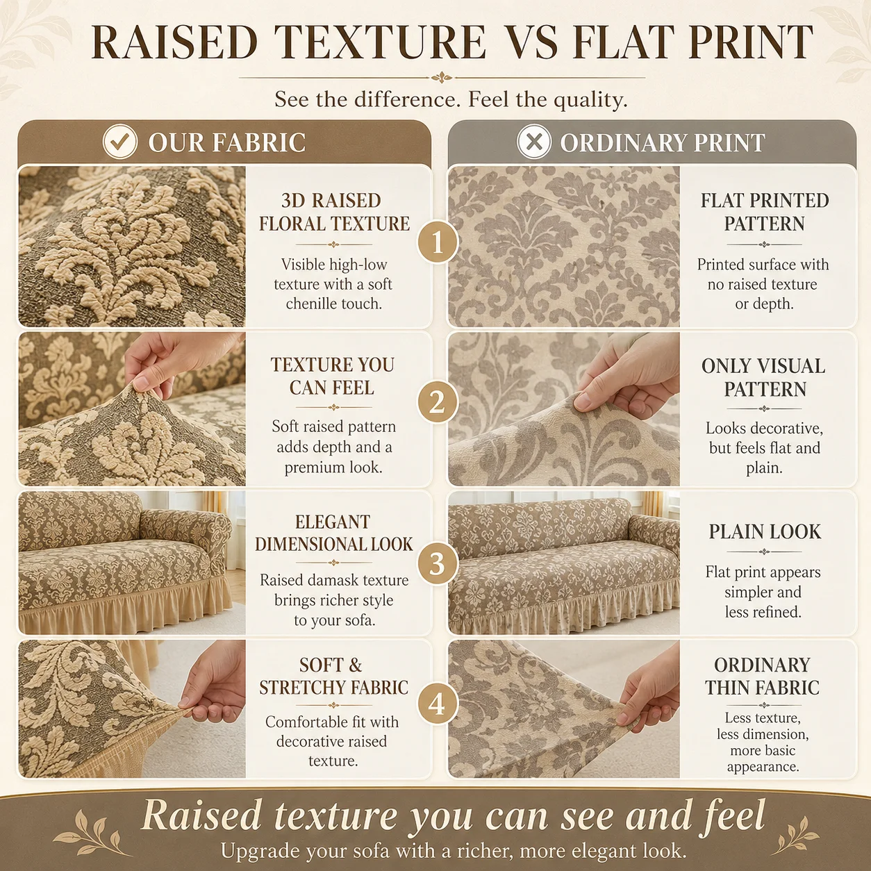 XM-Luvetoria 1pc European Jacquard Non-slip Sofa Slipcover with Skirt Relief Embossed Sofa Covers For Bedroom Office Living Room Home Decor