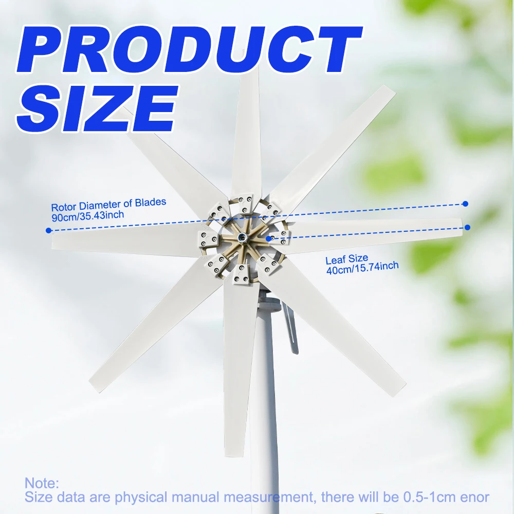 US Delivery of 3000W Horizontal Turbine 12V/24V/48V Low-Noise Household 220V From