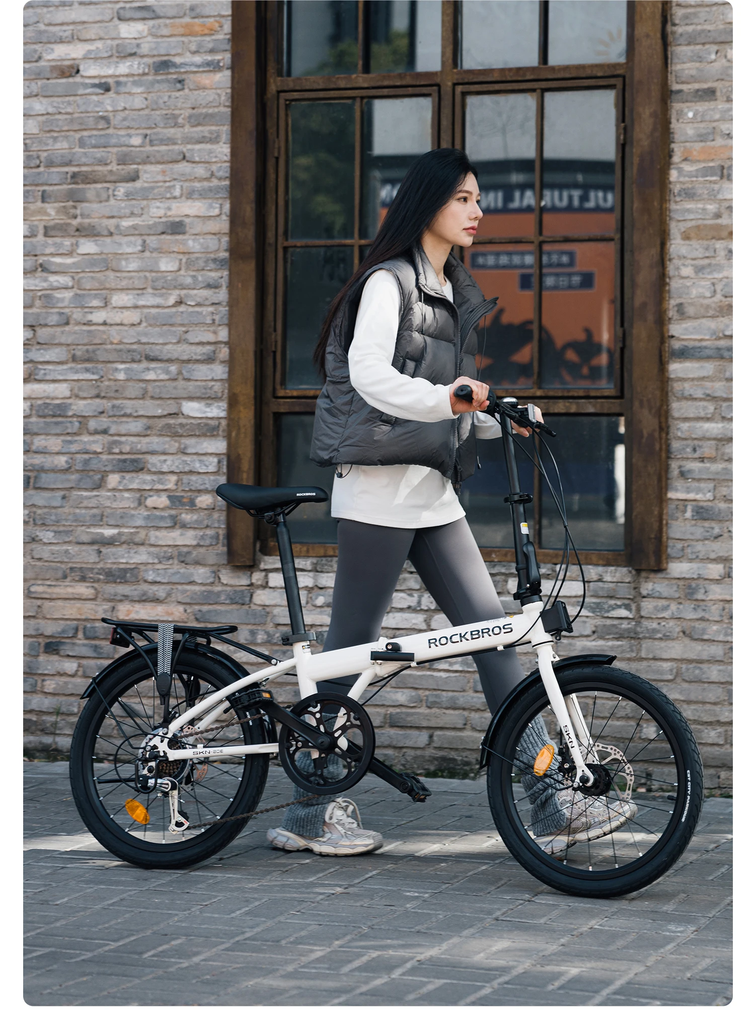 ROCKBROS 20 Inches Folding Bike Lightweight Portable Carbon Steel Frame 7-Speed Shifter Disc Brake Daily Commute Folding Bicycle