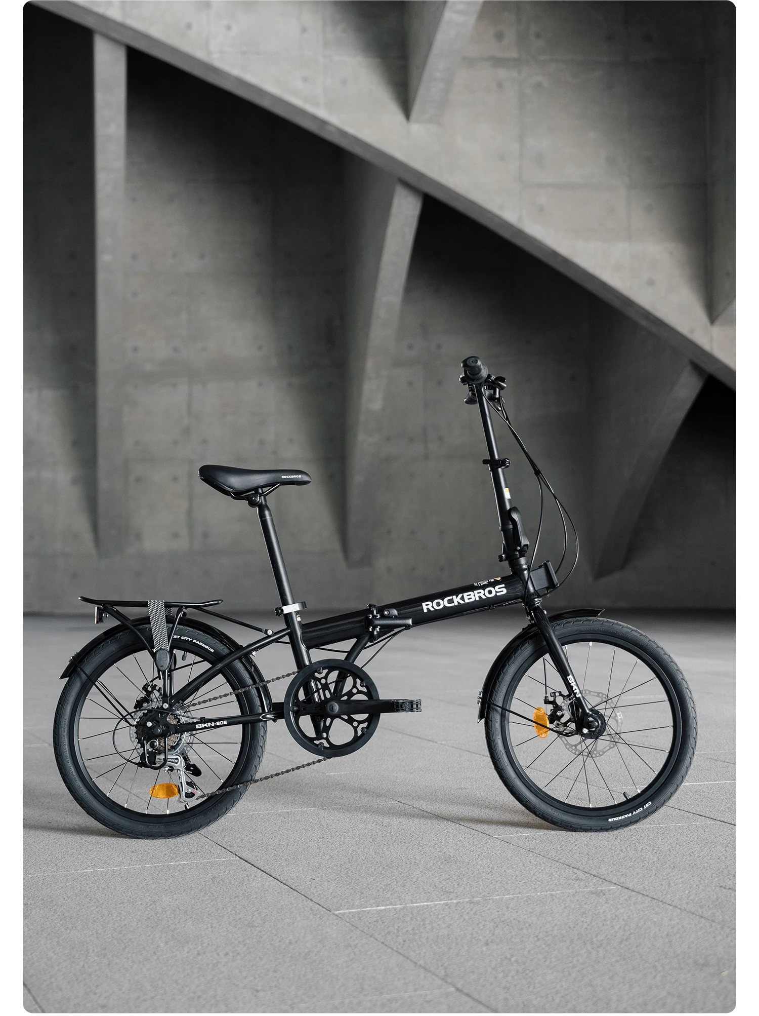ROCKBROS 20 Inches Folding Bike Lightweight Portable Carbon Steel Frame 7-Speed Shifter Disc Brake Daily Commute Folding Bicycle