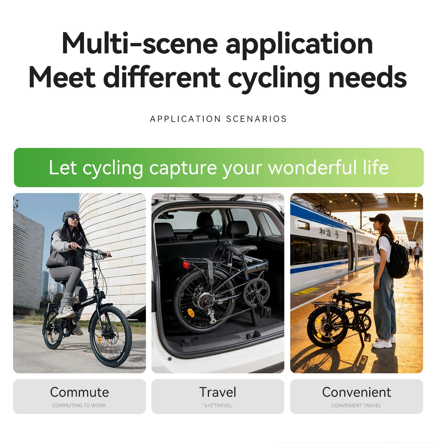 ROCKBROS 20 Inches Folding Bike Lightweight Portable Carbon Steel Frame 7-Speed Shifter Disc Brake Daily Commute Folding Bicycle