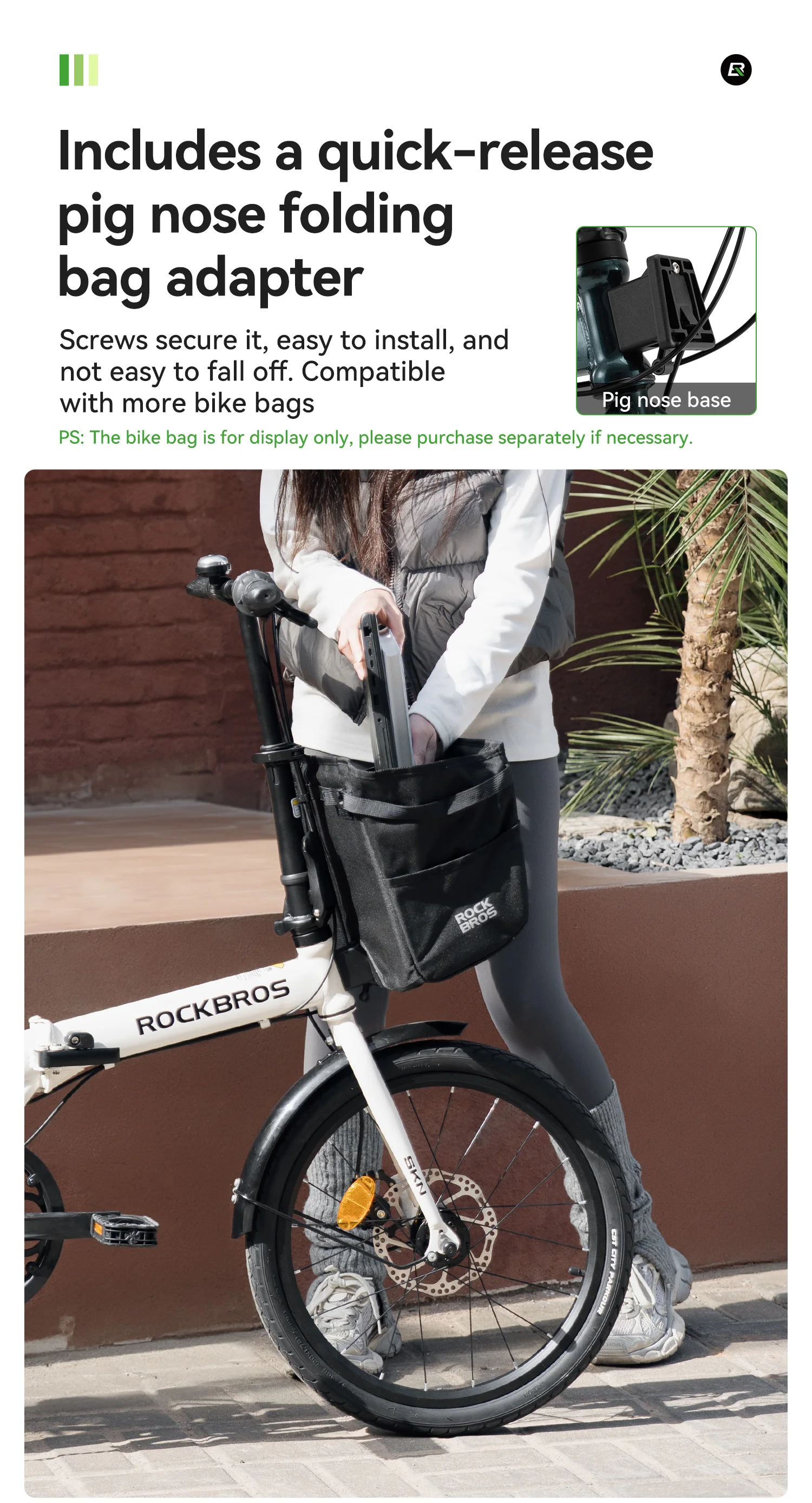 ROCKBROS 20 Inches Folding Bike Lightweight Portable Carbon Steel Frame 7-Speed Shifter Disc Brake Daily Commute Folding Bicycle
