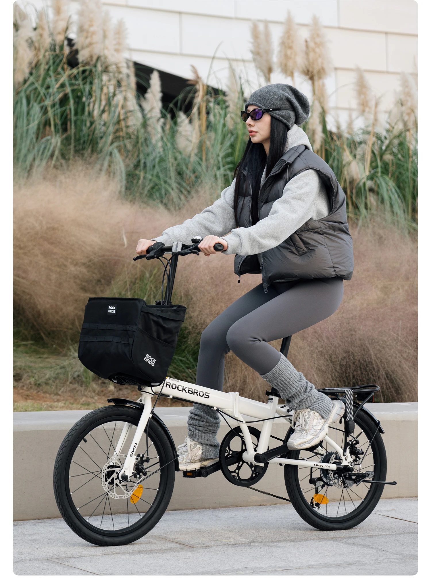 ROCKBROS 20 Inches Folding Bike Lightweight Portable Carbon Steel Frame 7-Speed Shifter Disc Brake Daily Commute Folding Bicycle