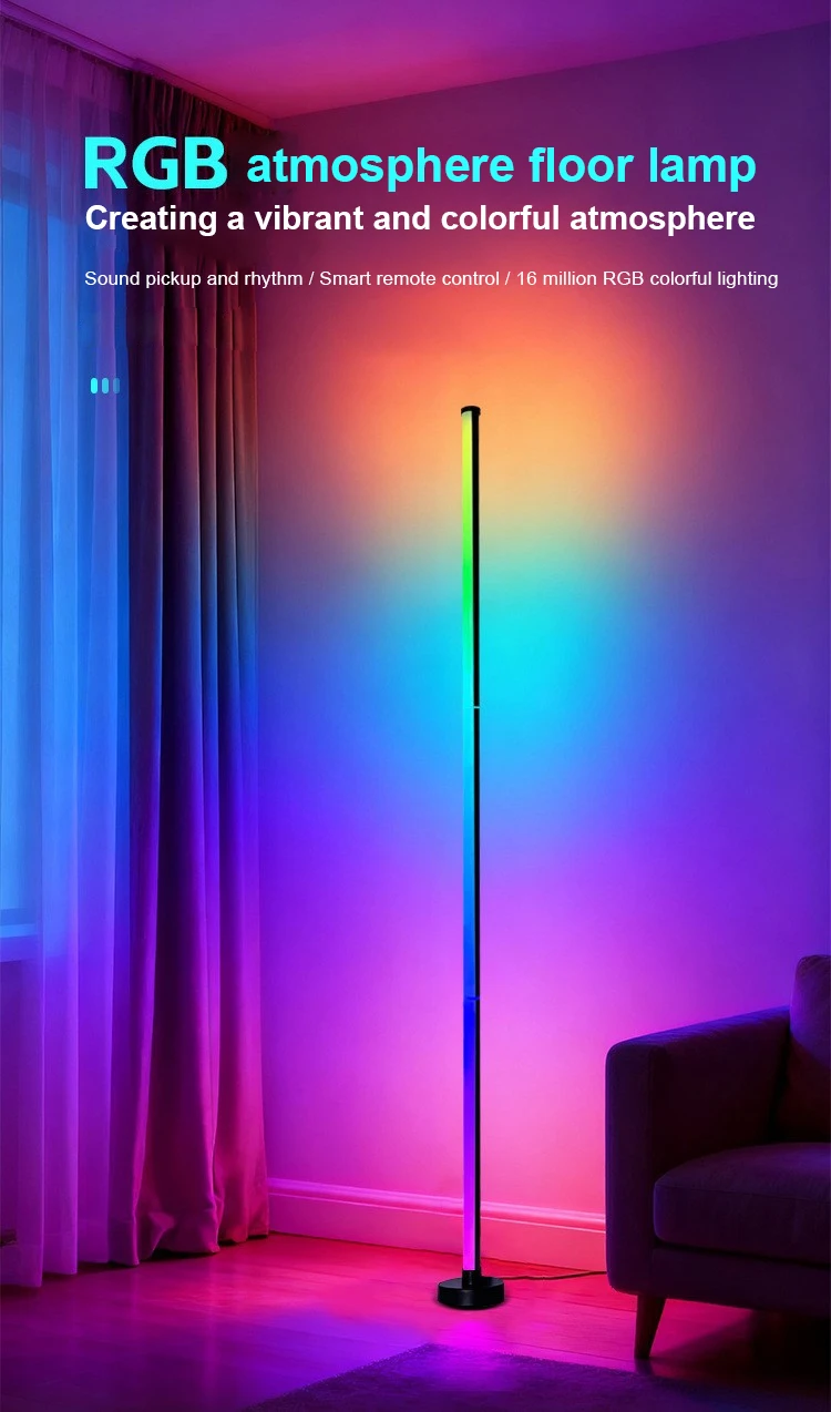 Floor Lamp DC 5V RGB Dream Color with Music Sync Modern 16 Million Color Changing Standing Mood Light For Bedroom Living Room