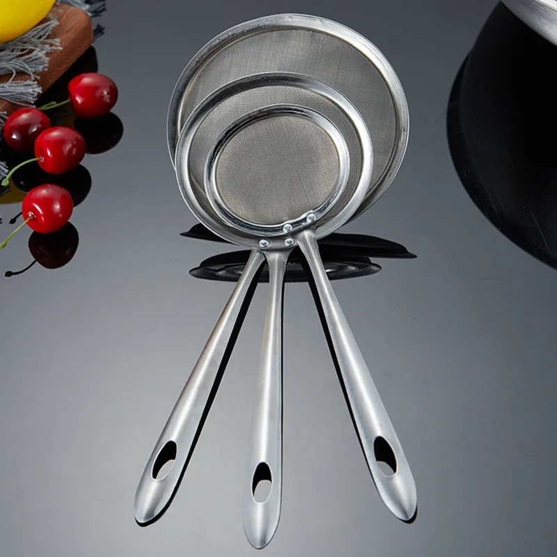 Deep Fine Mesh Strainer Skimmer304Stainless Steel Cooking Spoon,Oil Skimmer&Strainer with Heat Resistant Handle,Dishwasher Safe