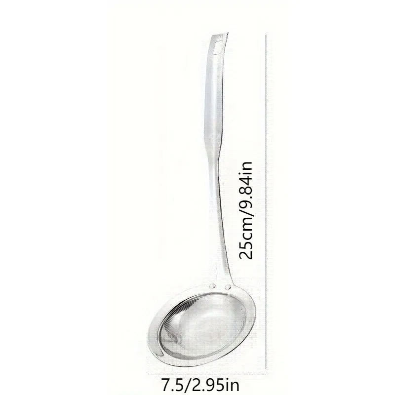Deep Fine Mesh Strainer Skimmer304Stainless Steel Cooking Spoon,Oil Skimmer&Strainer with Heat Resistant Handle,Dishwasher Safe