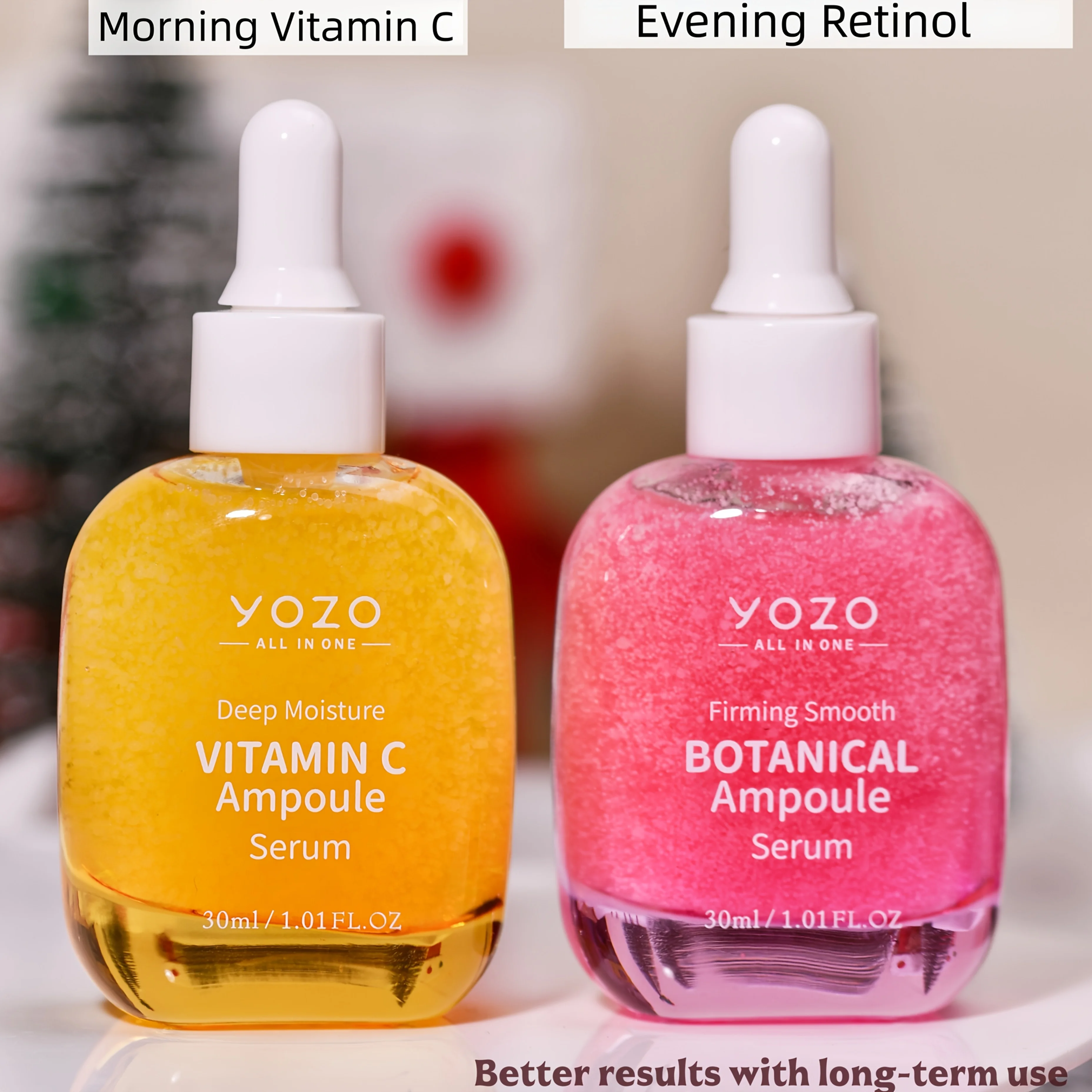 2pcs Facial Serum Skincare Set Morning Vitamin C Serum Night Retinol Serum Brightens Skin Locks In Moisture & Hydrates Anti-aging/anti-wrinkle Skincare