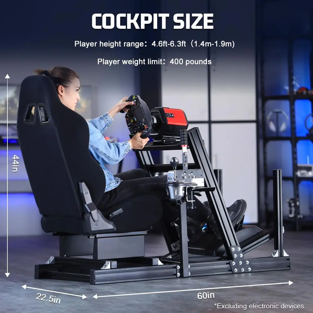 Proile Racing Simulator Cockpit with Seat, Adjusent, It or Thrusaster, or Anatec, or G29 GPro, Sim E 8040, Not Include St