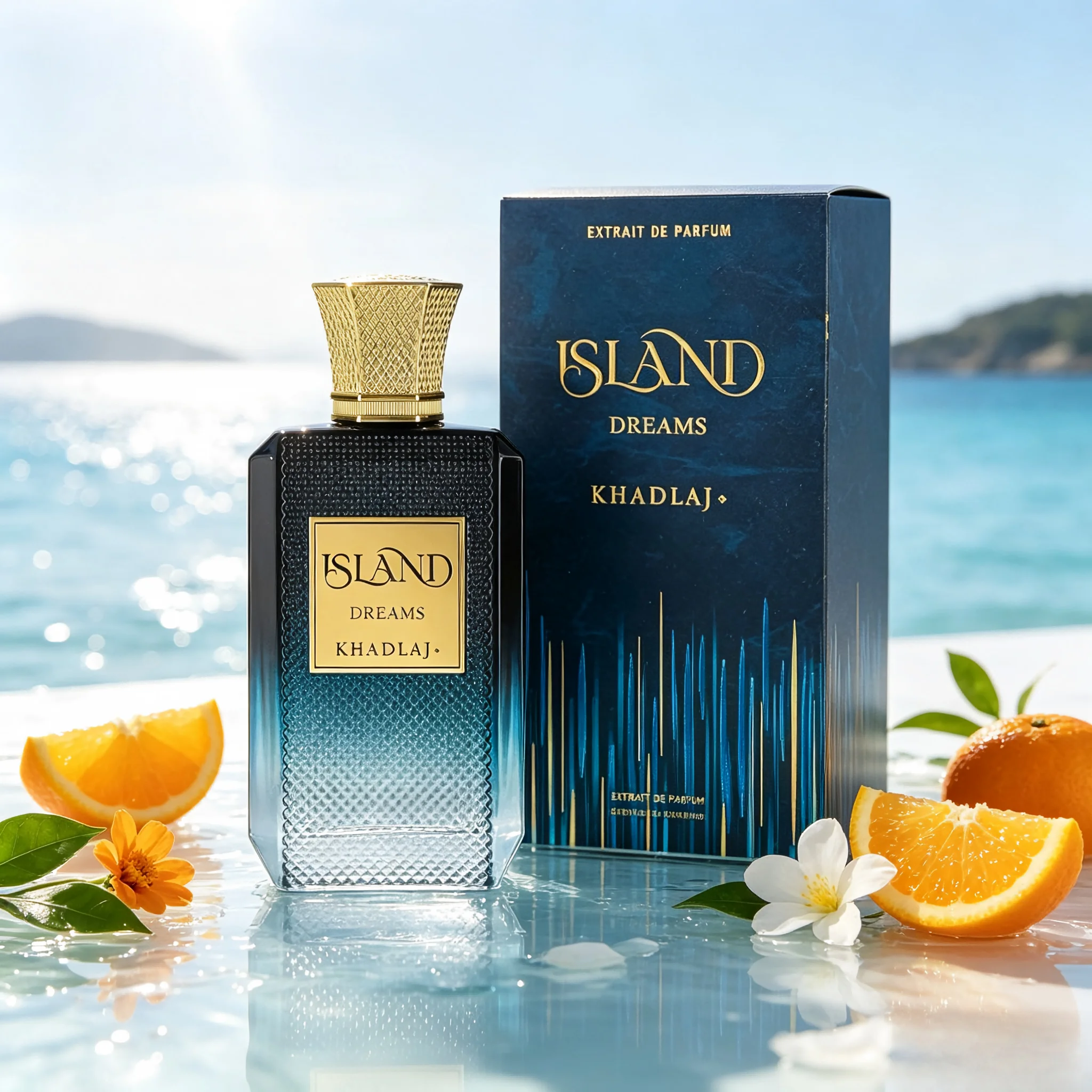 Khadlaj Island Dreams Unisex Perfume Fresh Aquatic Citrus Fragrance Elegant Gift for All - Fruit Floral Wood Musk Notes