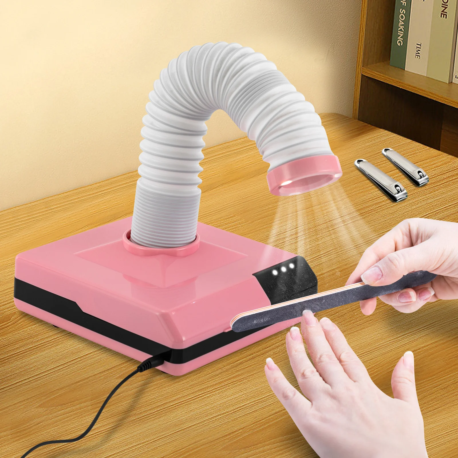60W Vacuum Dust Collector, 19*19*21cm Dust Extractor, Vacuum Cleaner With Fan and 360° Rotatable Duct for Nail Grinding, Dentists, Clinics, Engraving