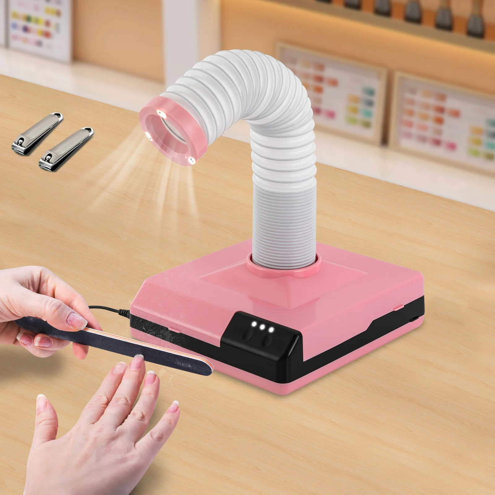 60W Vacuum Dust Collector, 19*19*21cm Dust Extractor, Vacuum Cleaner With Fan and 360° Rotatable Duct for Nail Grinding, Dentists, Clinics, Engraving