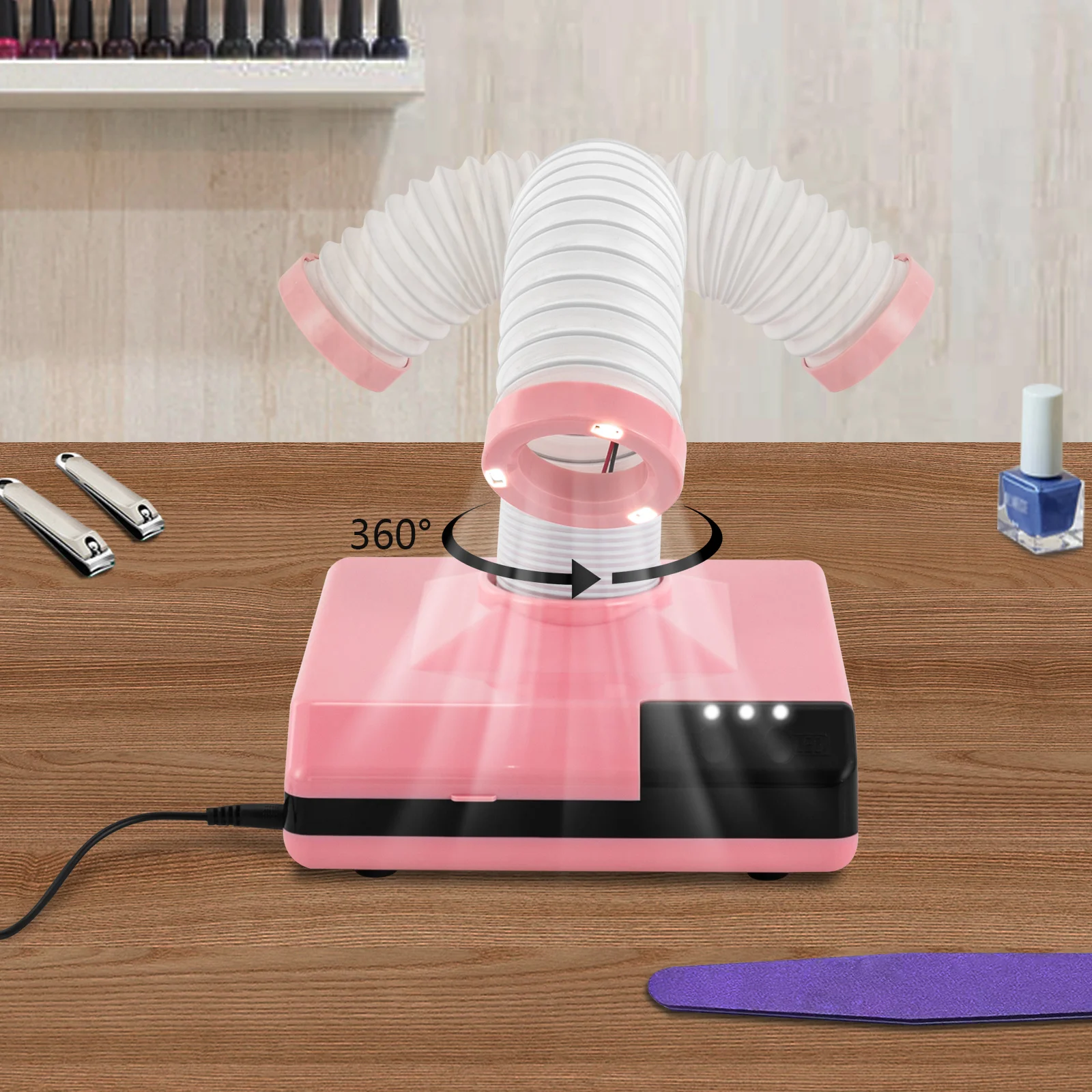 60W Vacuum Dust Collector, 19*19*21cm Dust Extractor, Vacuum Cleaner With Fan and 360° Rotatable Duct for Nail Grinding, Dentists, Clinics, Engraving