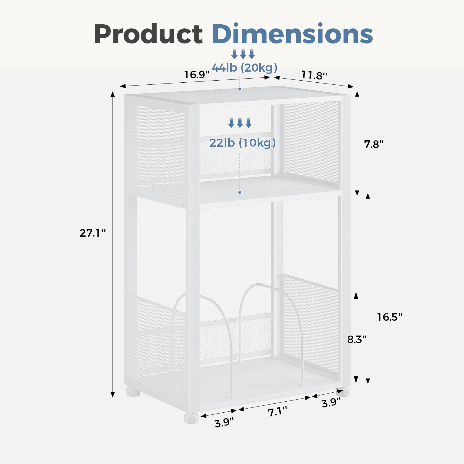 JHK 3-Tier Metal AV Media Stand CD Rack 1 Pack Record Player Stand with Storage Up to 100 Albums Records Shelf for Living Room