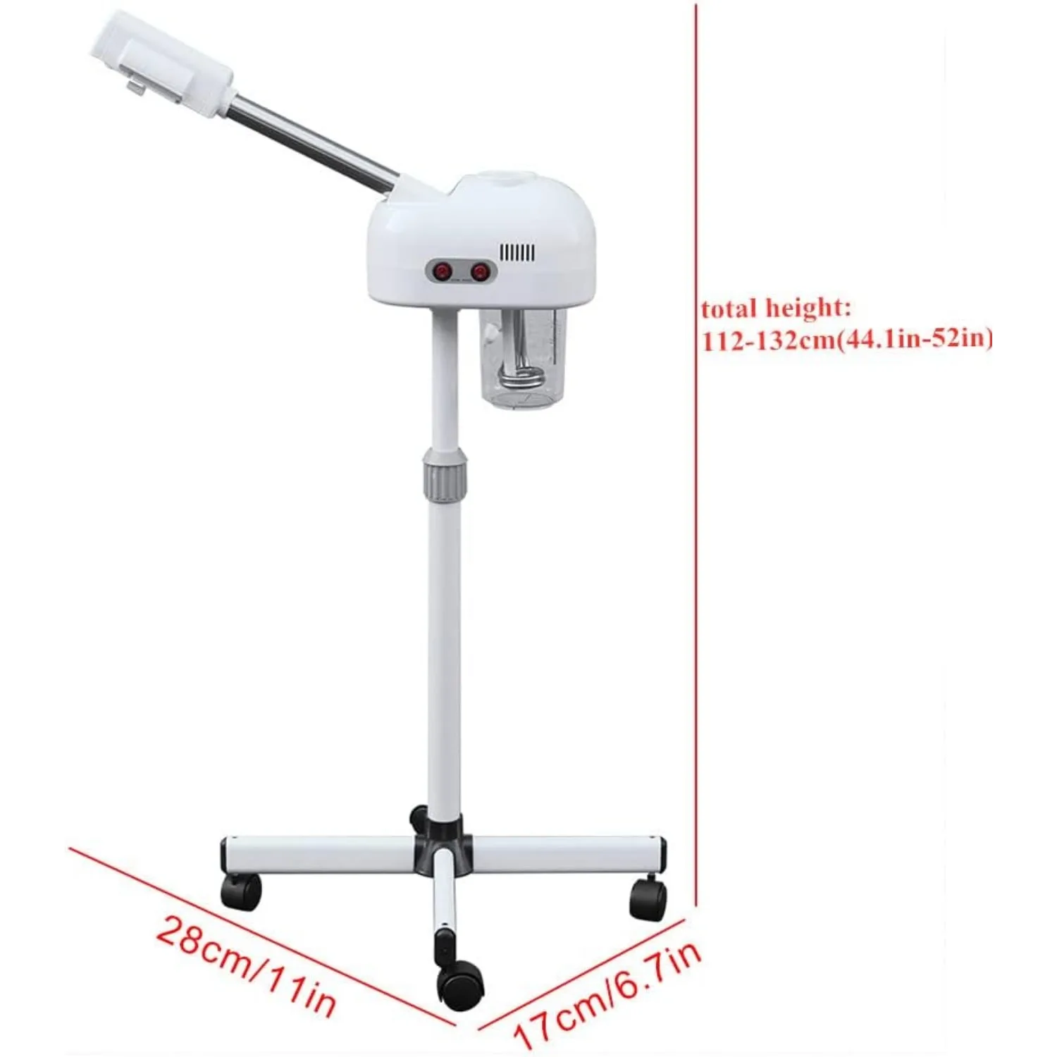 Professional Facial Steamer, Pedicure Steamer Machine with Water Tank and Wheel, Floor Standing Skin Care Equipment for Barber S