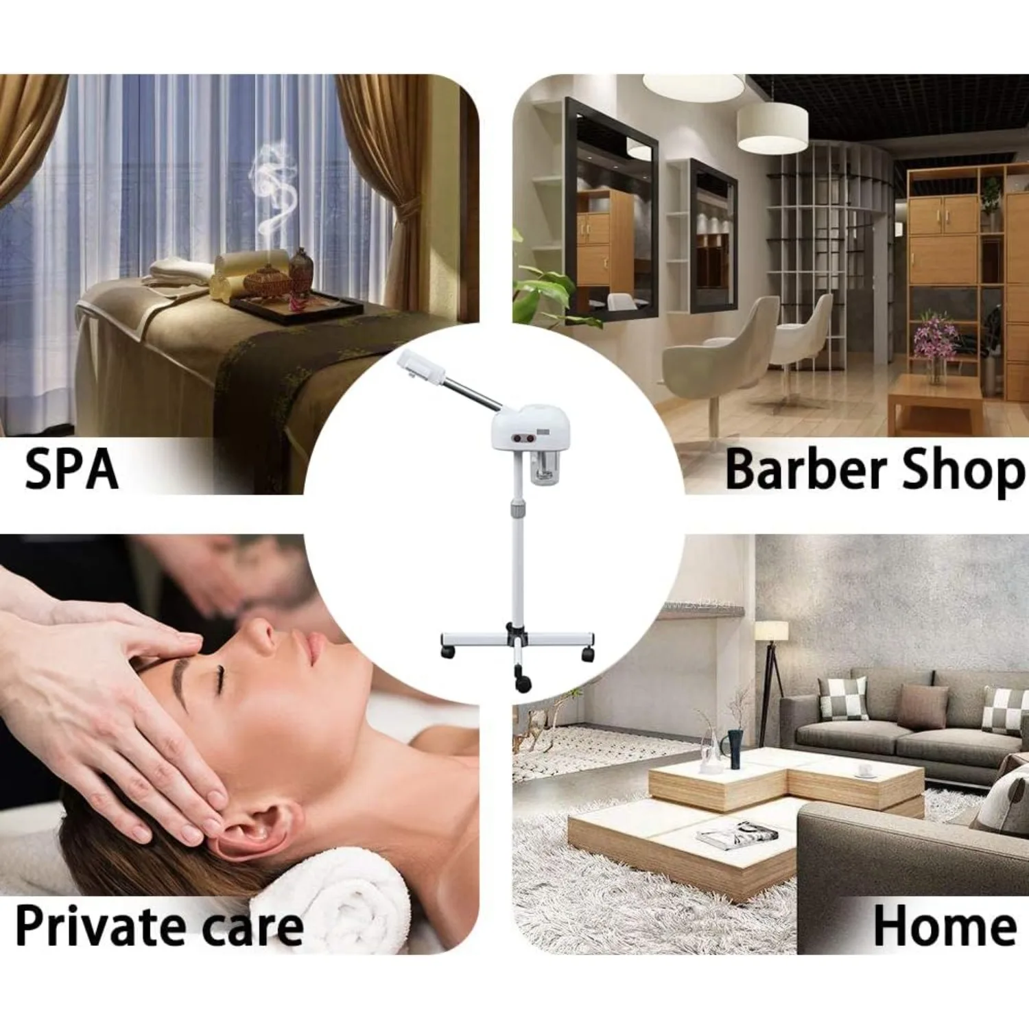 Professional Facial Steamer, Pedicure Steamer Machine with Water Tank and Wheel, Floor Standing Skin Care Equipment for Barber S