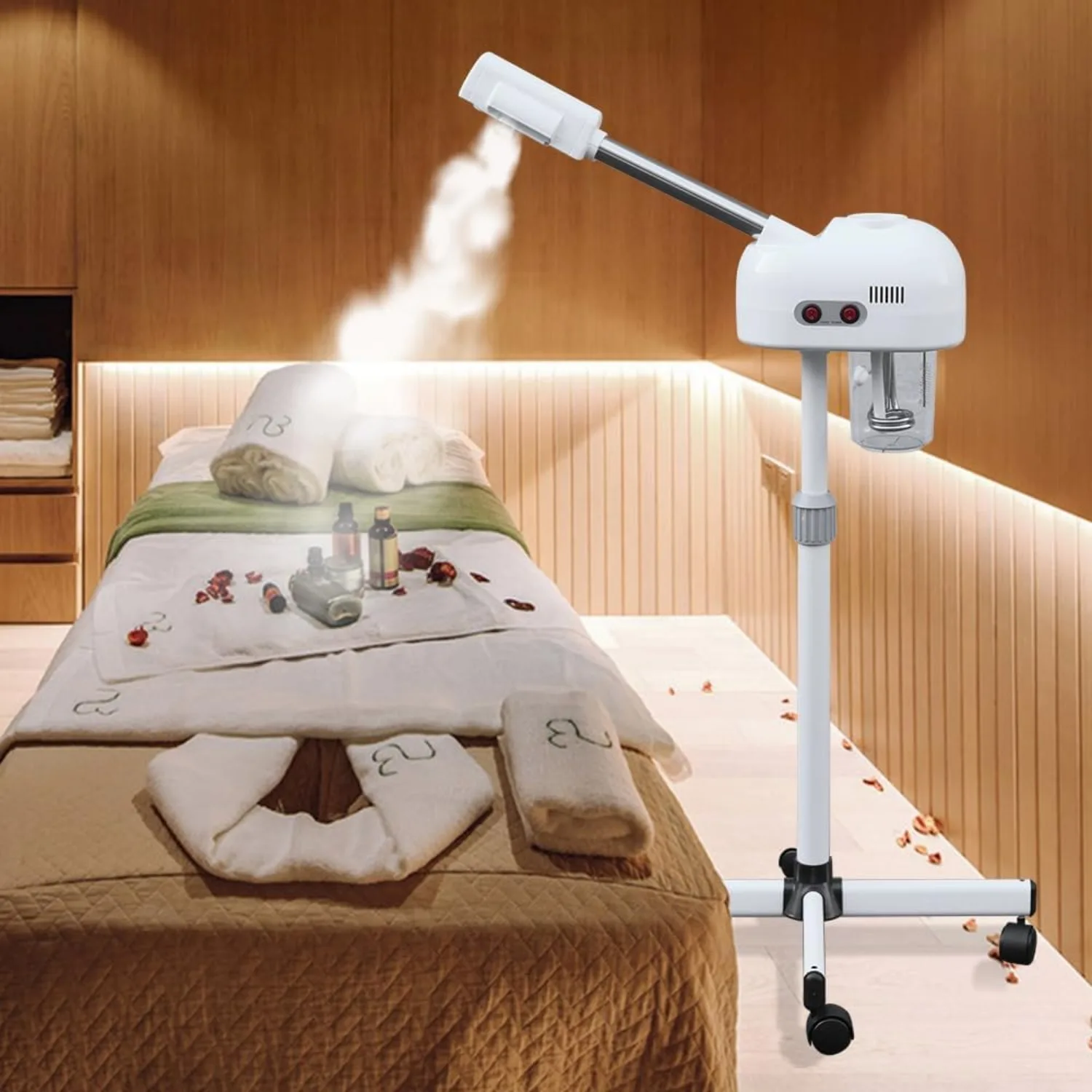 Professional Facial Steamer, Pedicure Steamer Machine with Water Tank and Wheel, Floor Standing Skin Care Equipment for Barber S