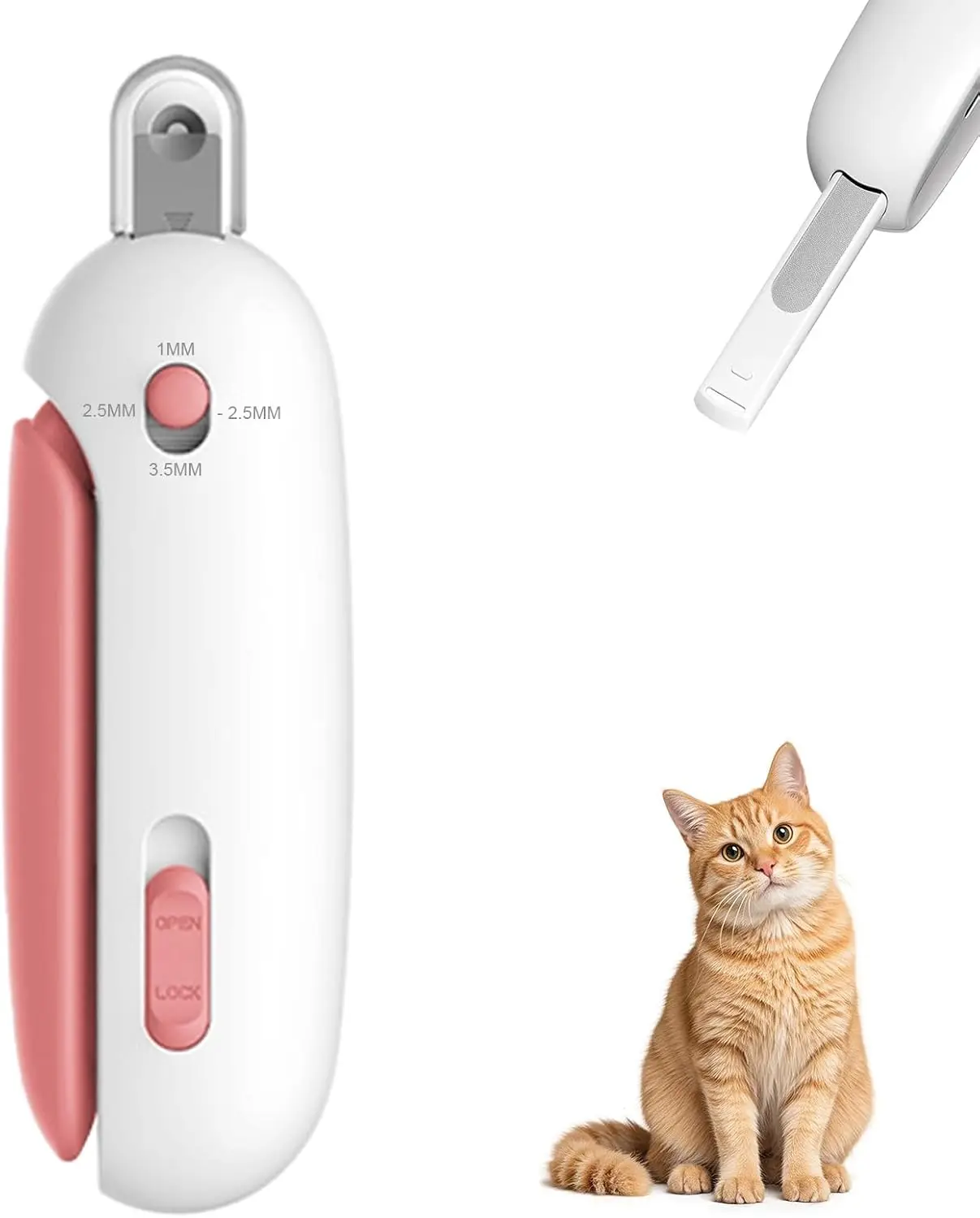 Pet Nail Clippers with Safety Guard, Adjustable Aperture Cat Claw Cutter made of Stainless Steel & ABS, Precision Trimming