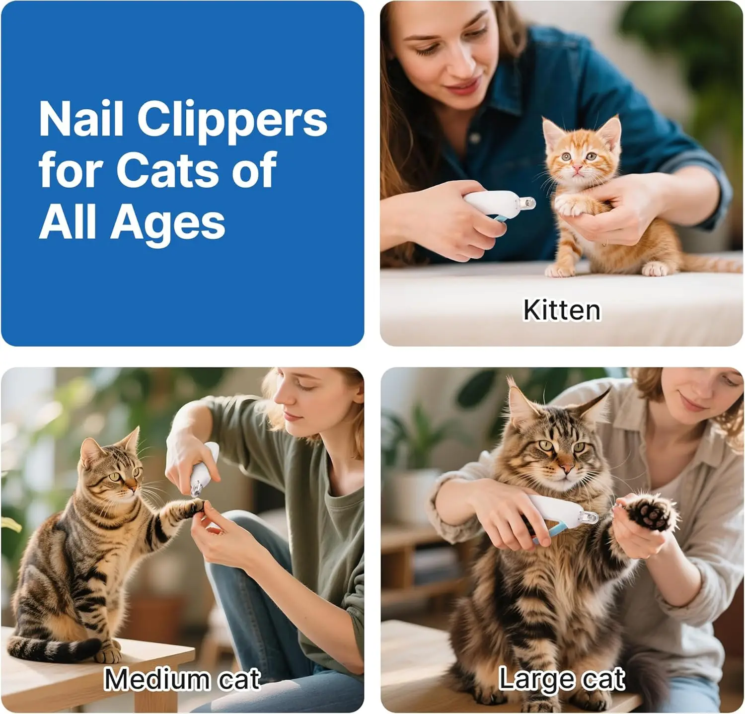 Pet Nail Clippers with Safety Guard, Adjustable Aperture Cat Claw Cutter made of Stainless Steel & ABS, Precision Trimming
