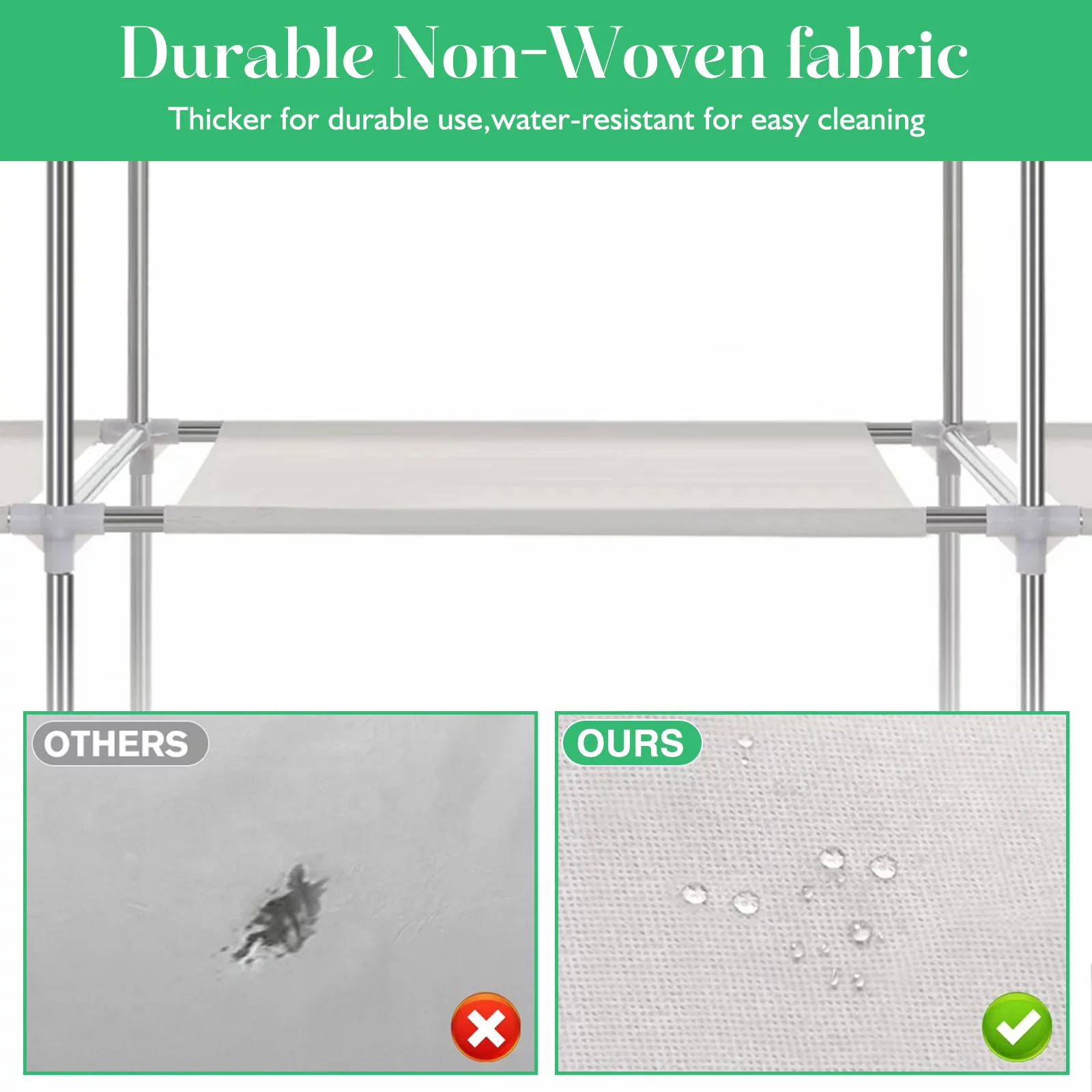 Closet Wardrobe Organizer Storage Rack Portable Clothes Shoe Clothing Shelf Dustproof Non-woven Fabric Quick and Easy to Assembl